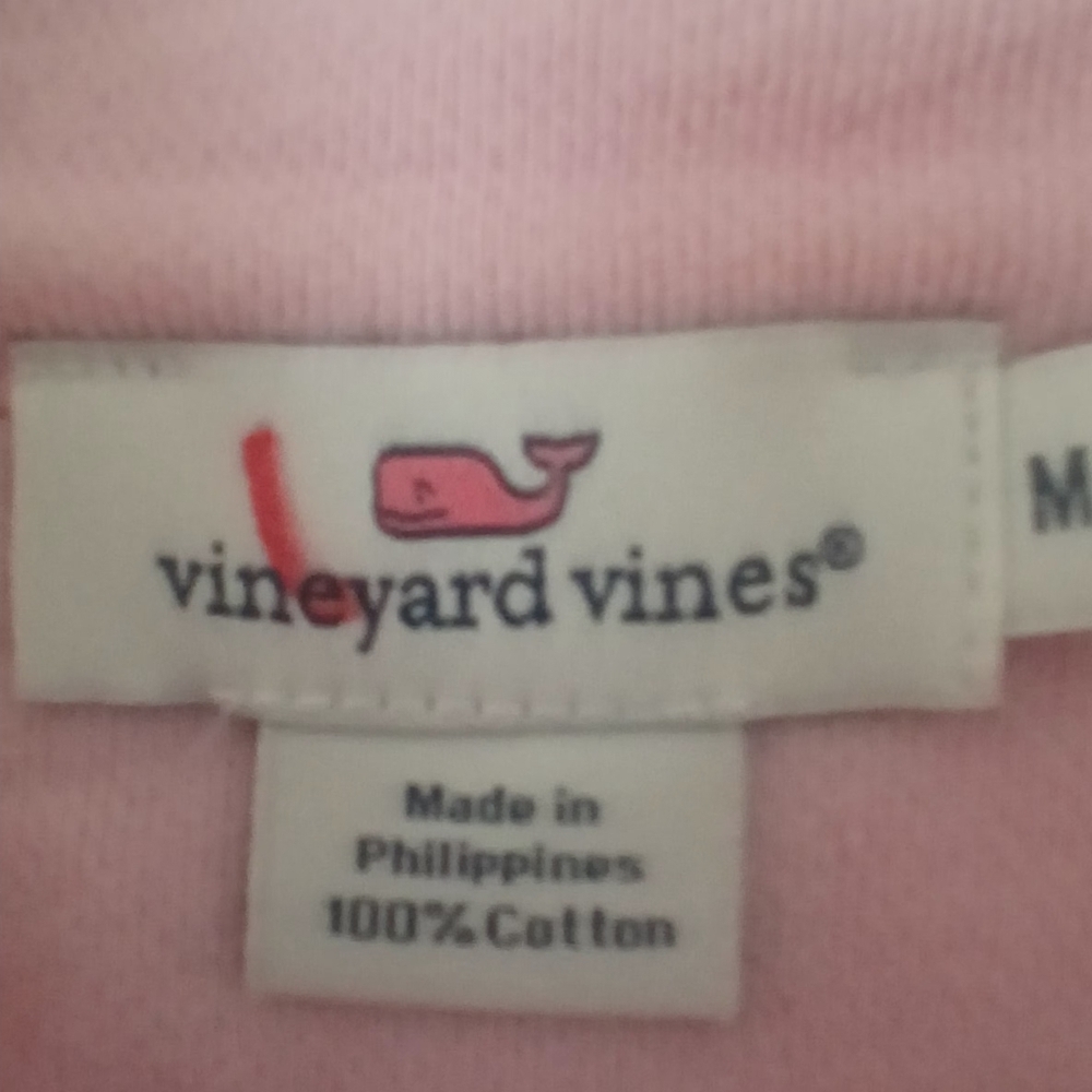 Girl' s M Vineyard Vines Pink Quarter-Zip Cotton Pullover. - Picture 4 of 8